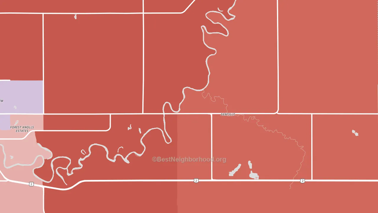 Gentilly, MN block-group political-lean map