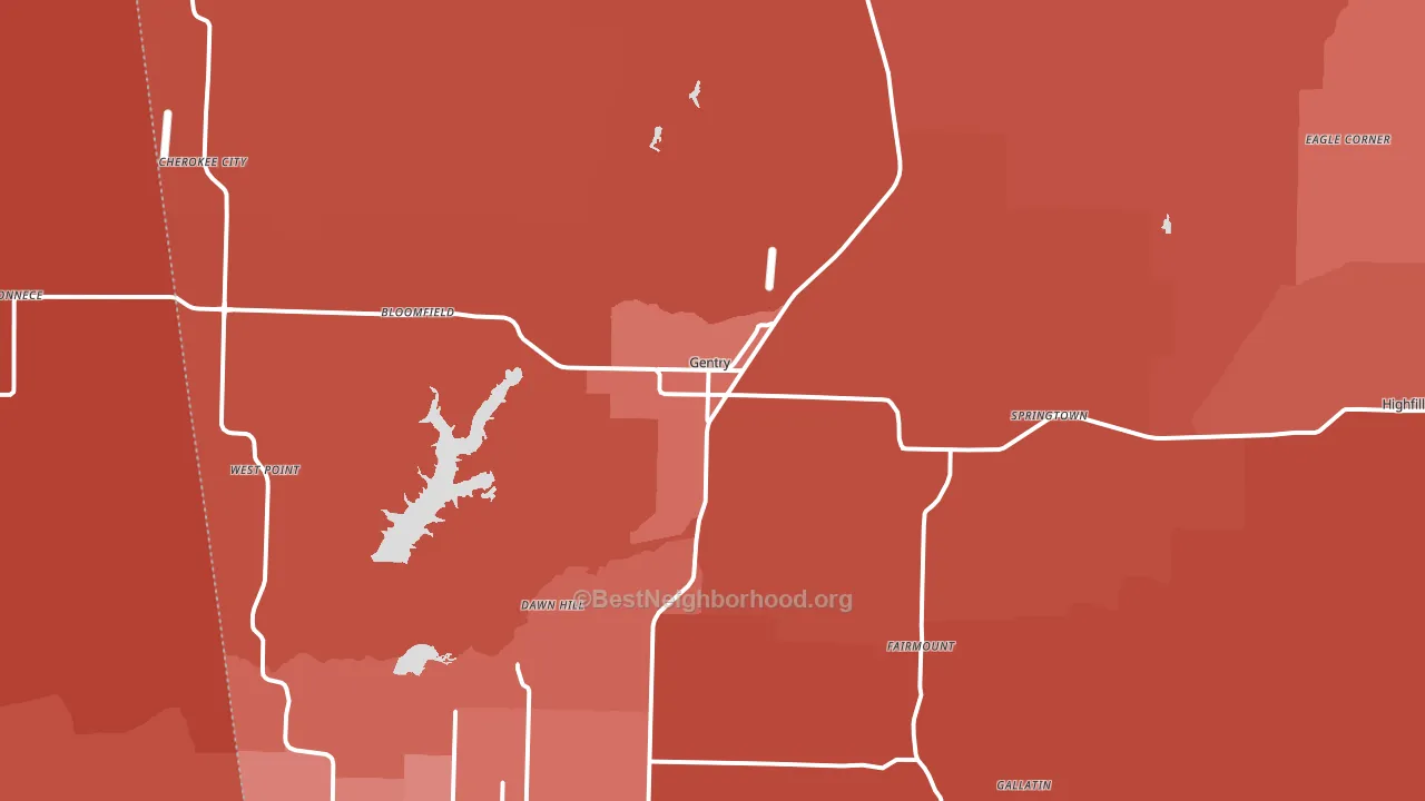 Gentry, AR block-group political-lean map