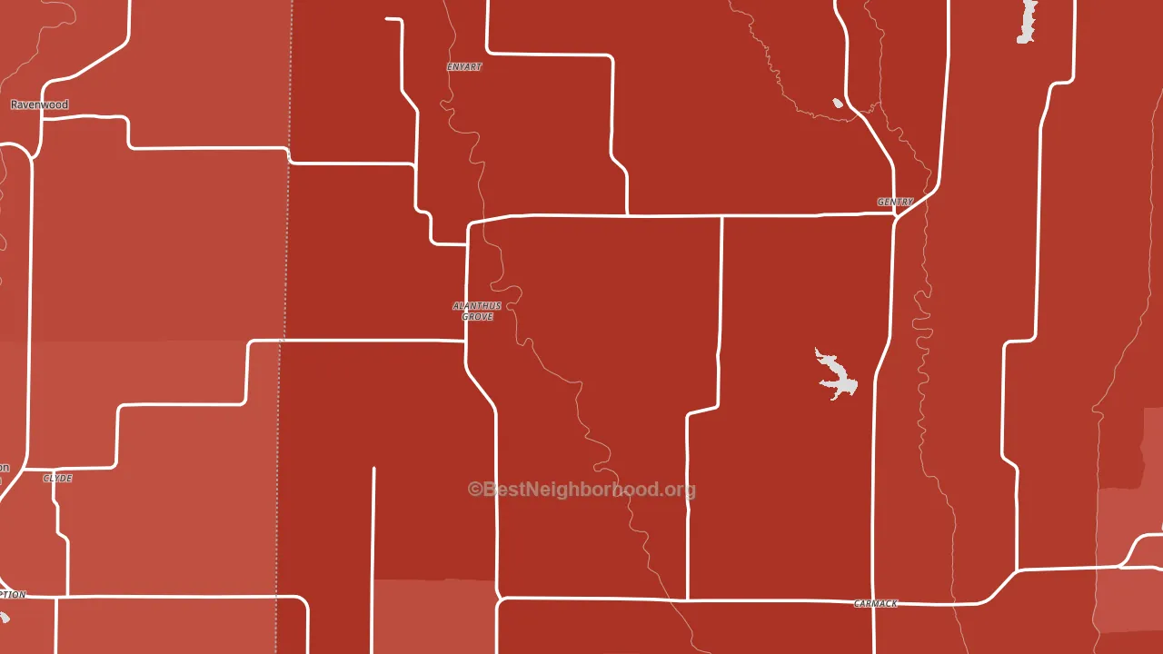 Gentry, MO block-group political-lean map