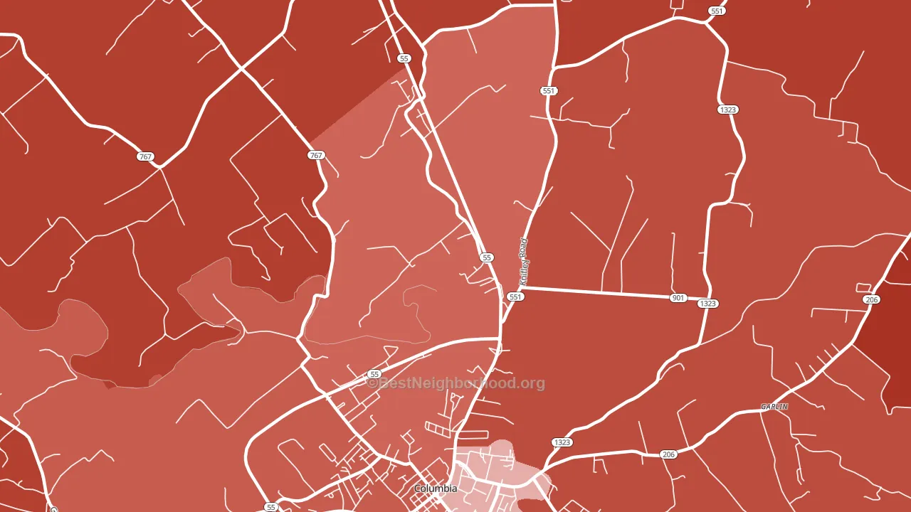 Gentrys Mill, KY block-group political-lean map
