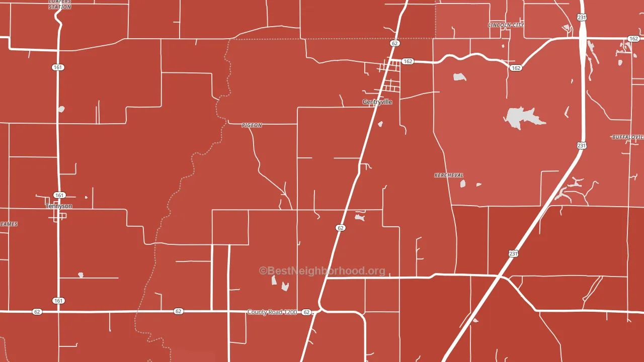 Gentryville, IN block-group political-lean map