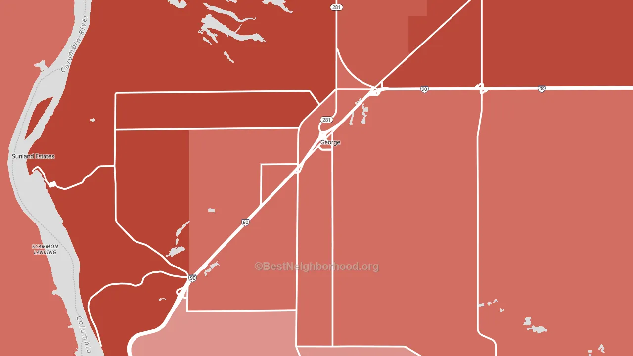 George, WA block-group political-lean map