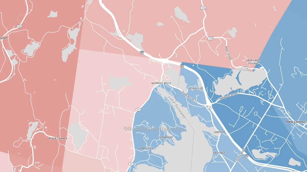 Georges Mills, NH block-group political-lean map