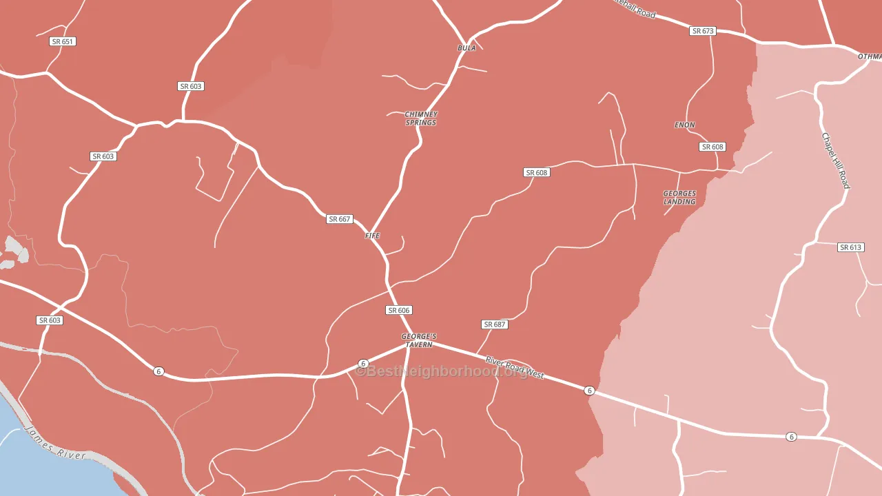 Georges Tavern, VA block-group political-lean map
