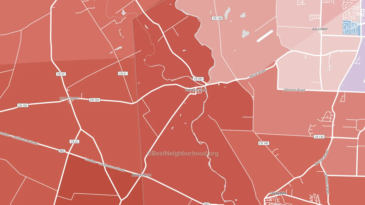 Georgesville, OH block-group political-lean map
