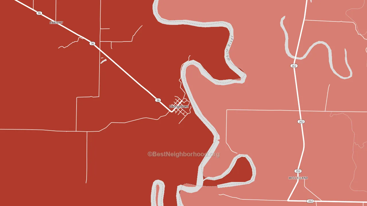 Georgetown, AR block-group political-lean map