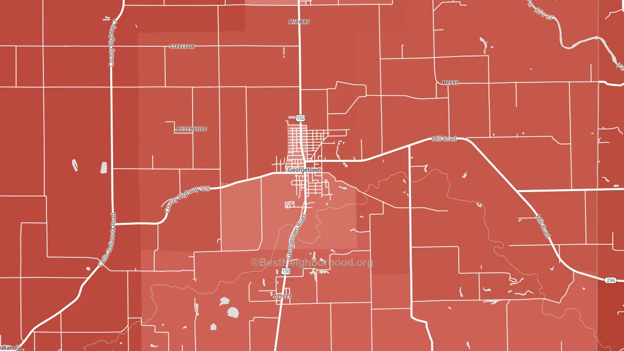 Georgetown, IL block-group political-lean map