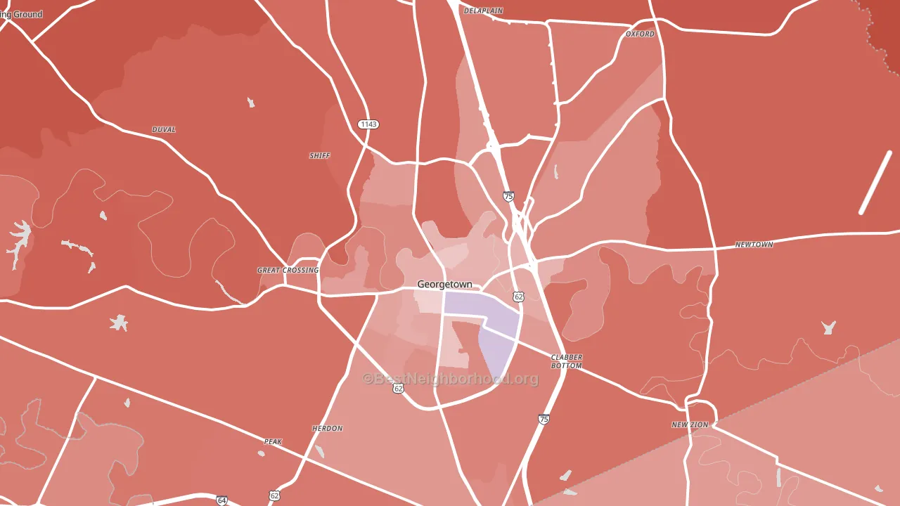 Georgetown, KY block-group political-lean map