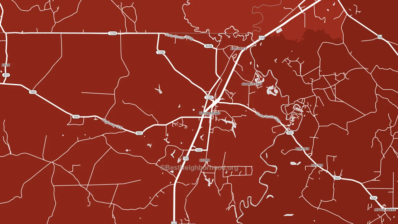 Georgetown, LA block-group political-lean map
