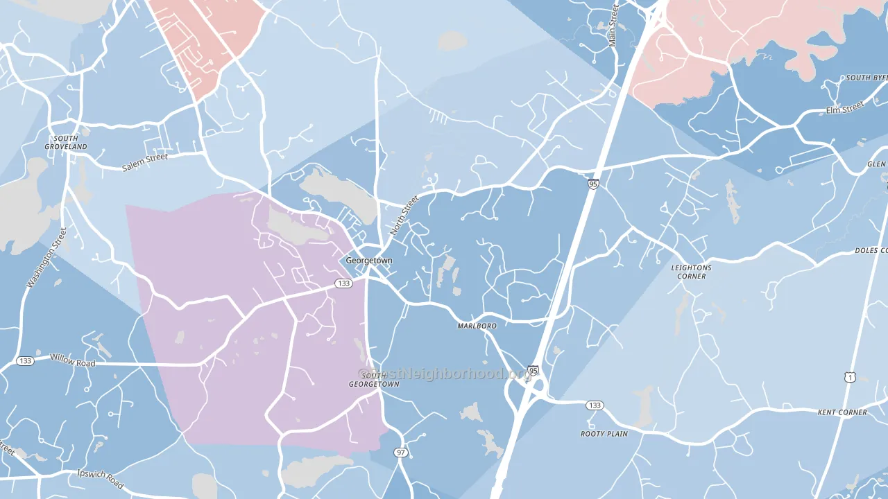 Georgetown, MA block-group political-lean map