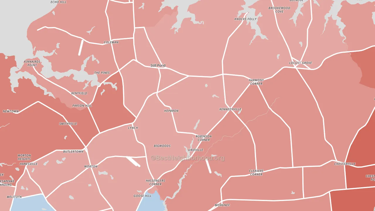 Georgetown, MD block-group political-lean map