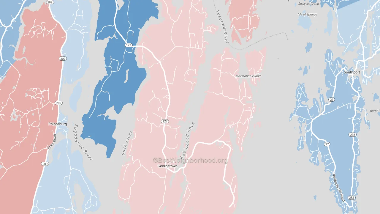 Georgetown, ME block-group political-lean map