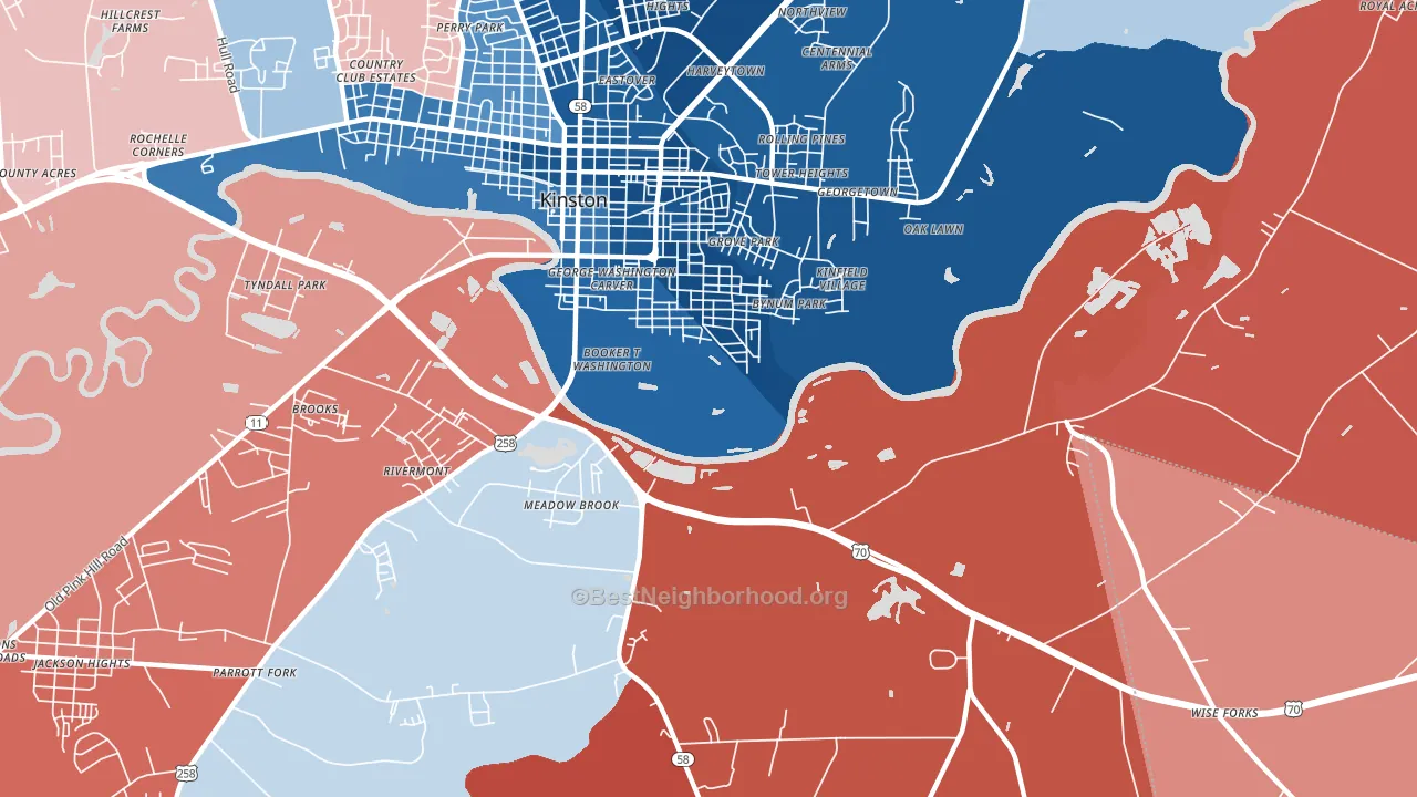 Georgetown, NC block-group political-lean map