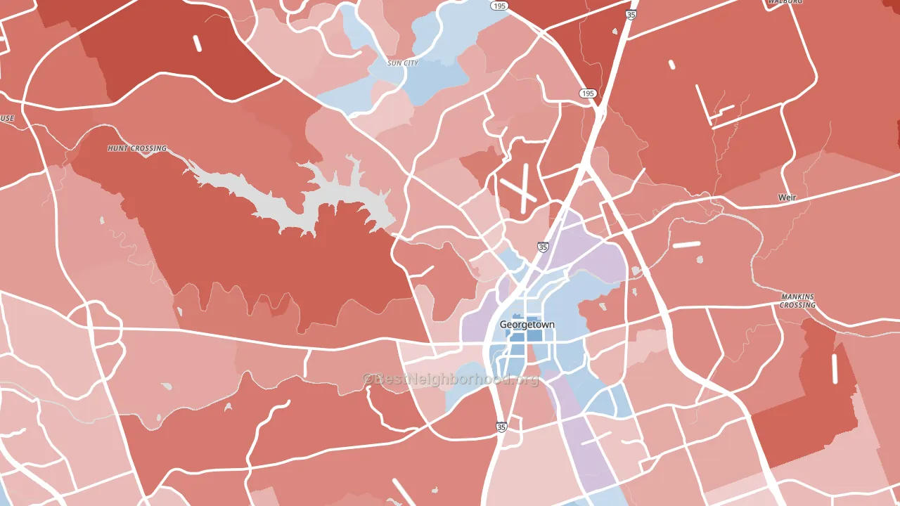 Georgetown, TX block-group political-lean map