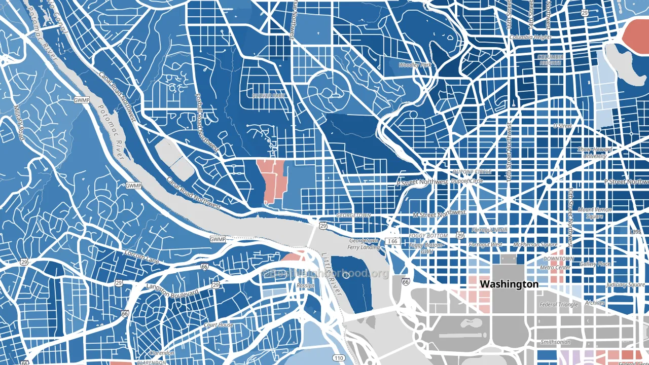 Georgetown, Washington, DC block-group political-lean map