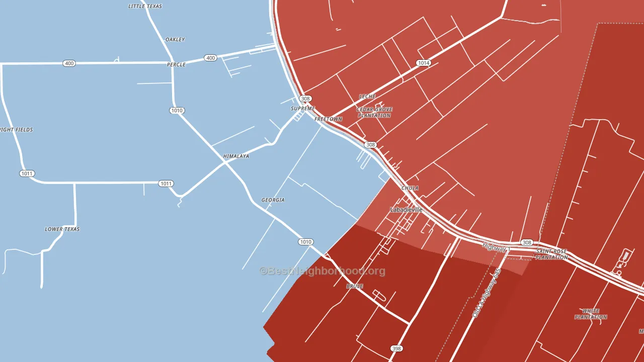 Georgia, LA block-group political-lean map