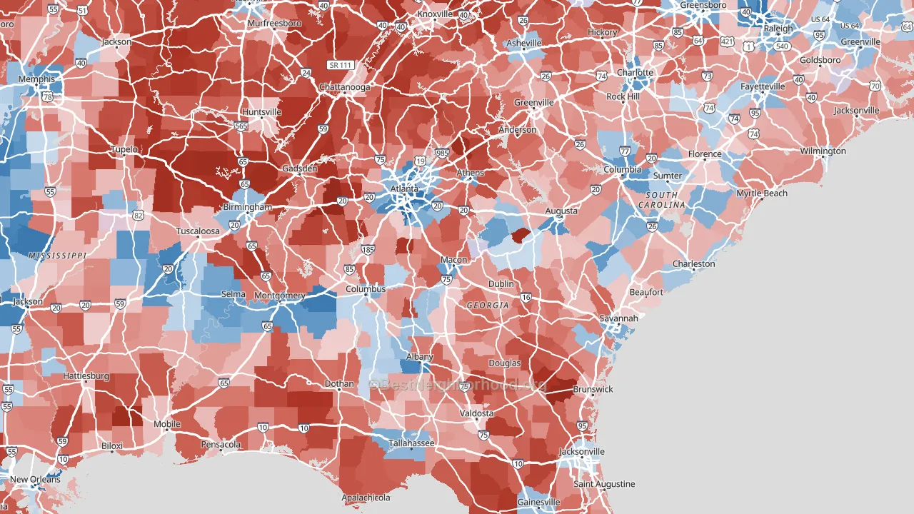 Georgia block-group political-lean map