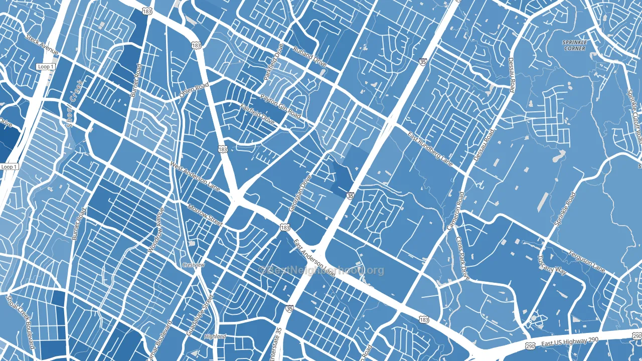 Georgian Acres, Austin, TX block-group political-lean map