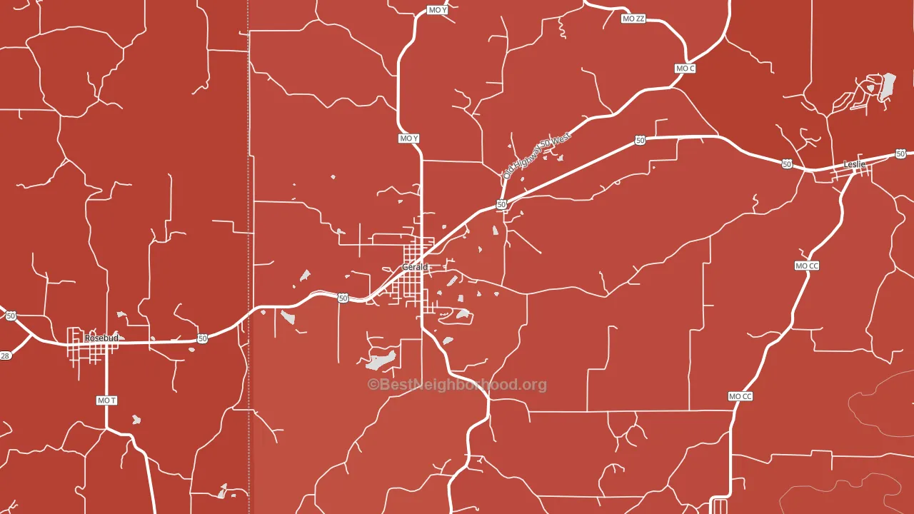 Gerald, MO block-group political-lean map