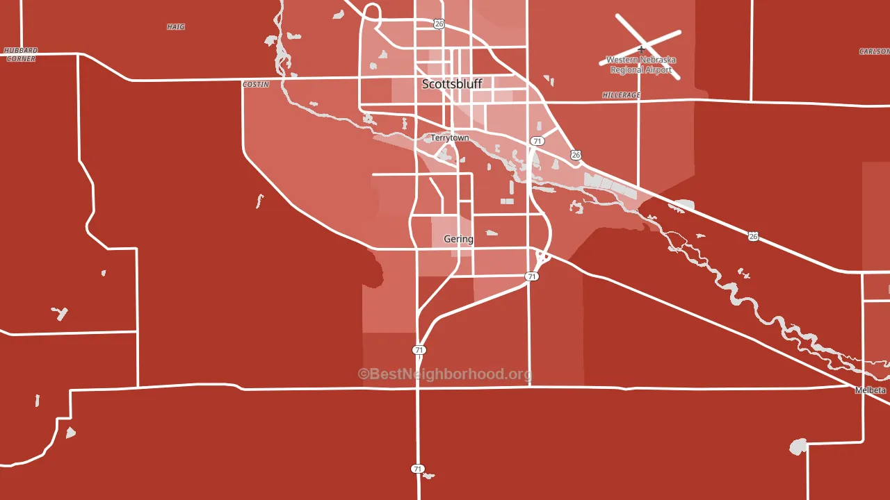 Gering, NE block-group political-lean map