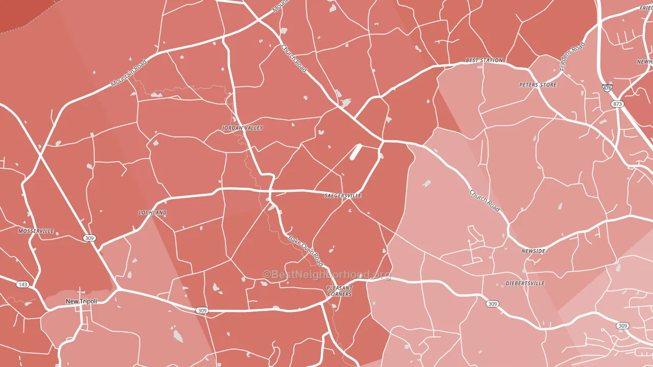 Germansville, PA block-group political-lean map