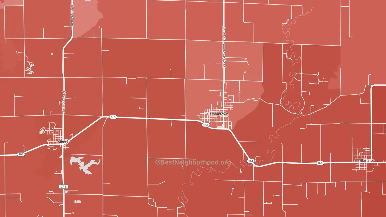 Germantown, IL block-group political-lean map