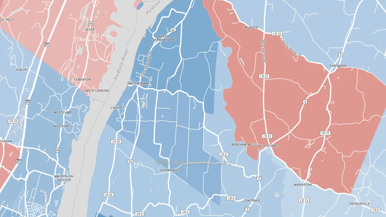 Germantown, NY block-group political-lean map