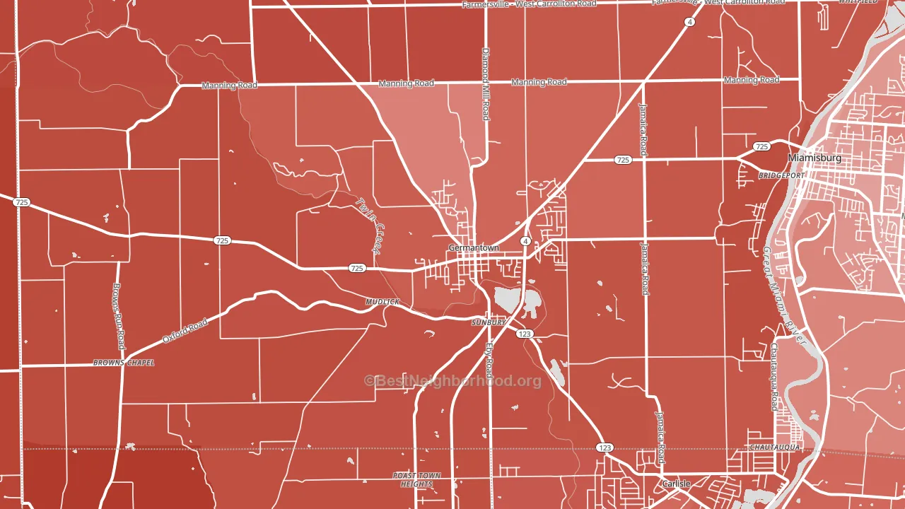 Germantown, OH block-group political-lean map