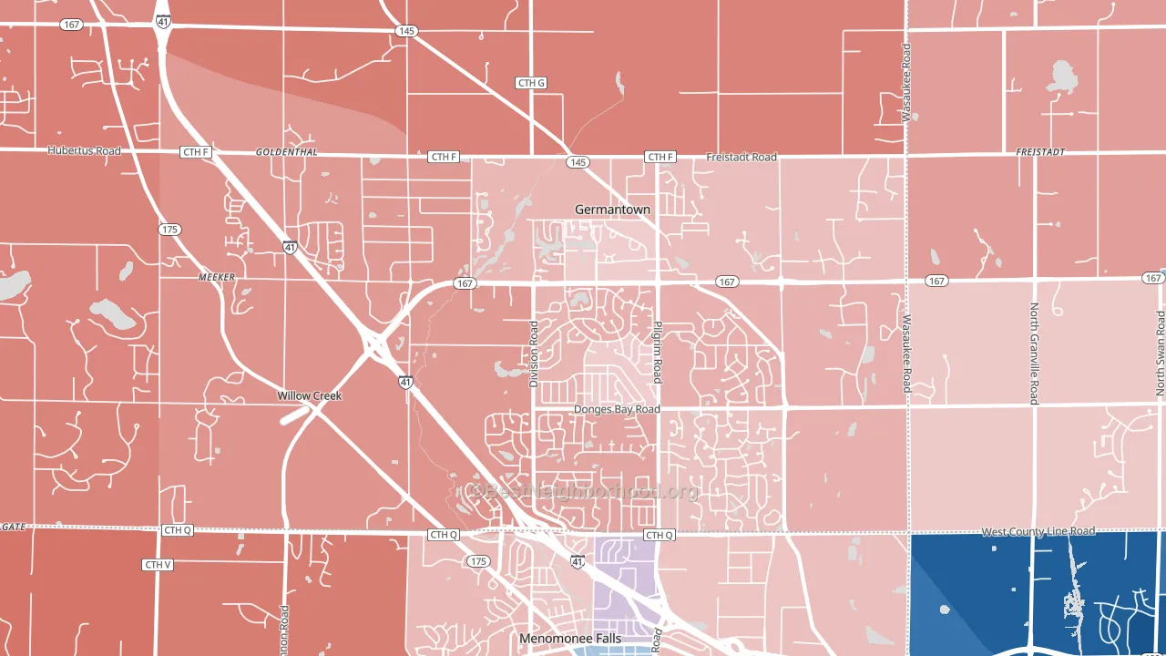 Germantown, WI block-group political-lean map