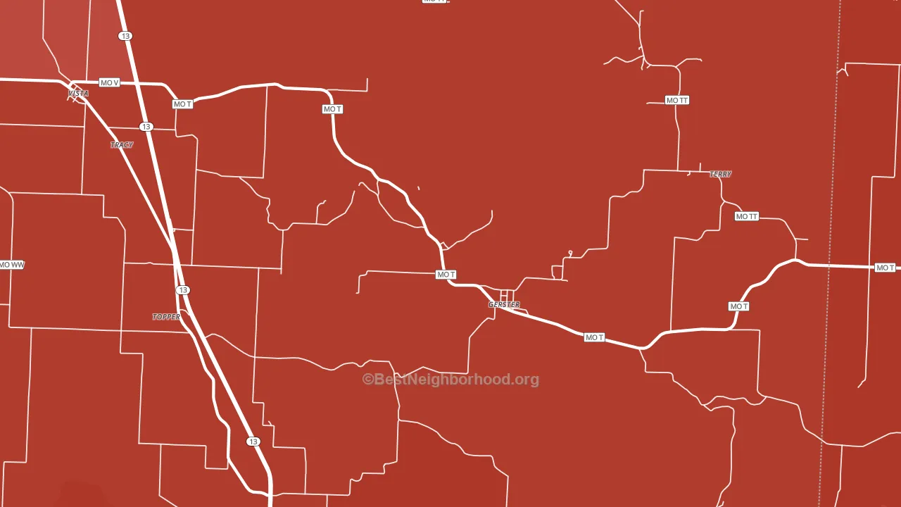 Gerster, MO block-group political-lean map