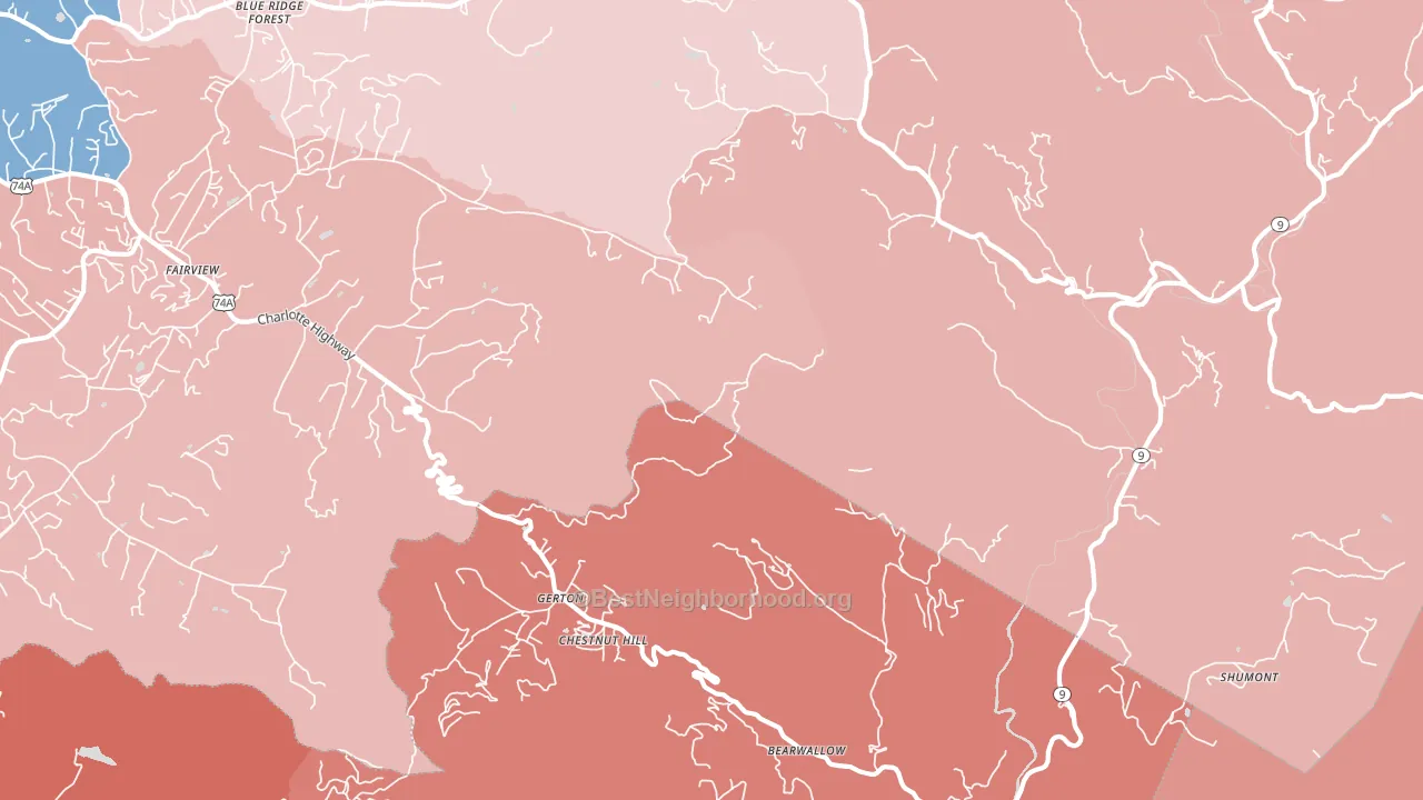 Gerton, NC block-group political-lean map