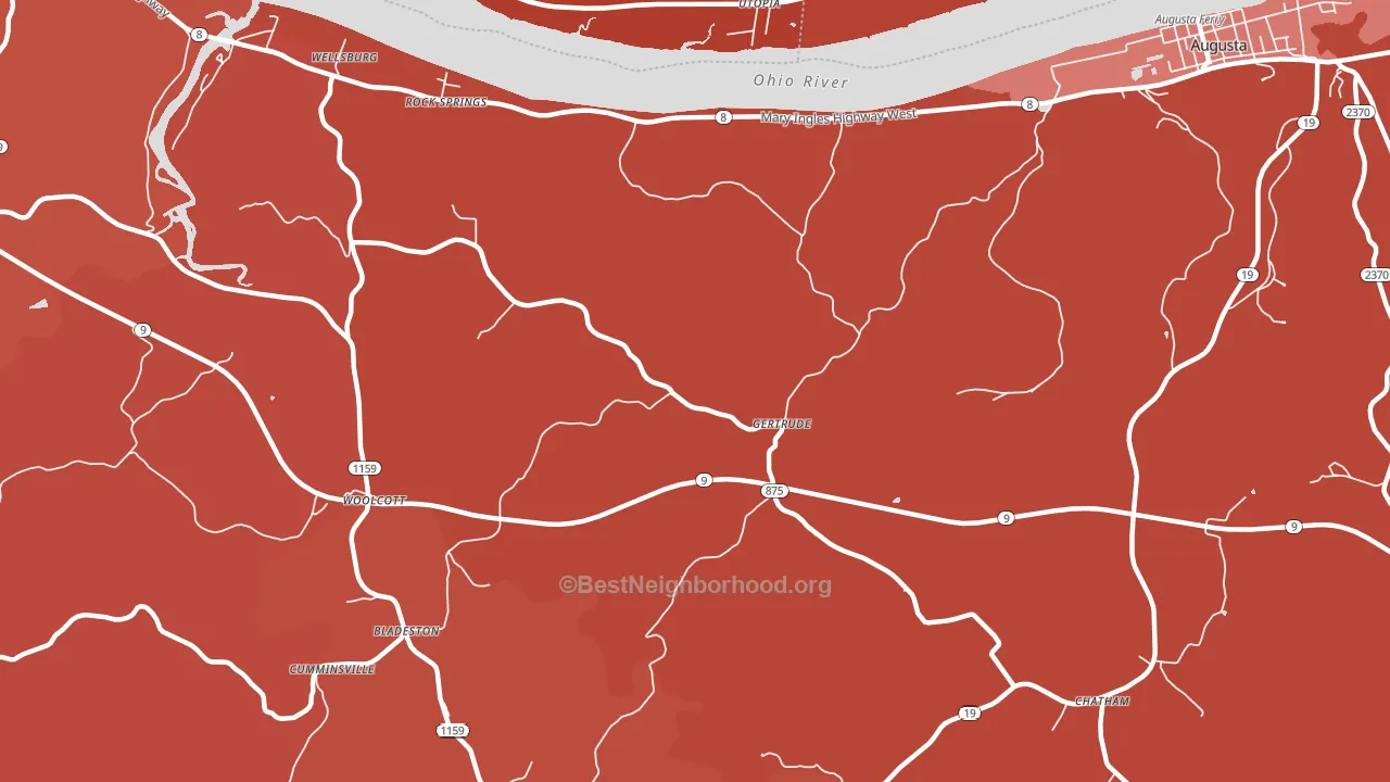 Gertrude, KY block-group political-lean map