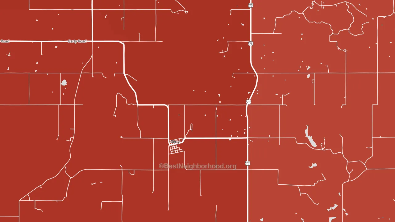 Gerty, OK block-group political-lean map