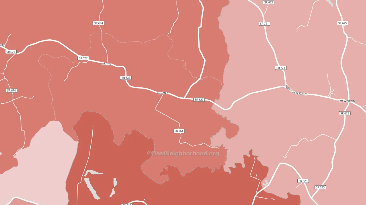 Gether, VA block-group political-lean map