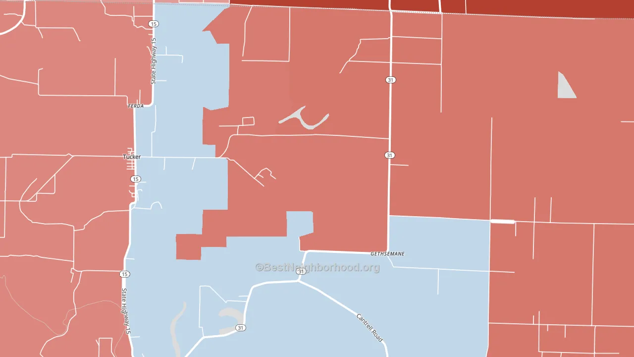 Gethsemane, AR block-group political-lean map