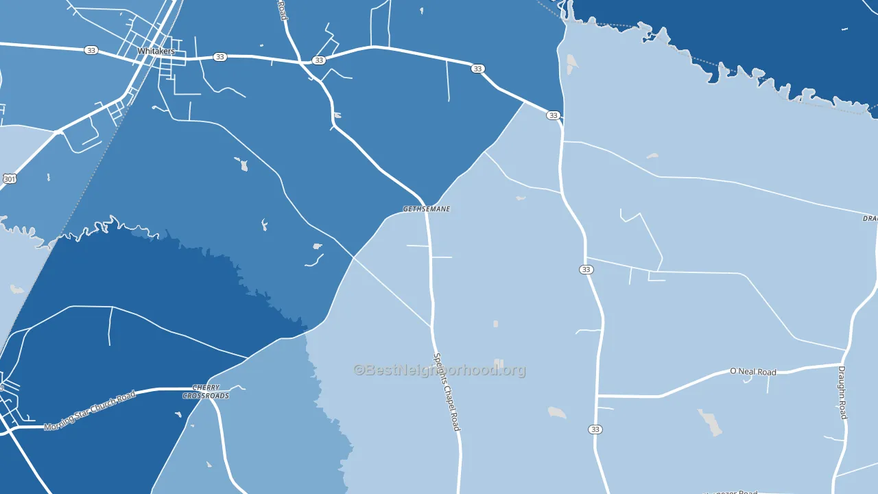 Gethsemane, NC block-group political-lean map