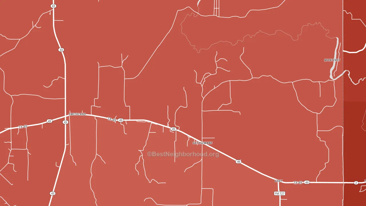 Gethsemane, TX block-group political-lean map