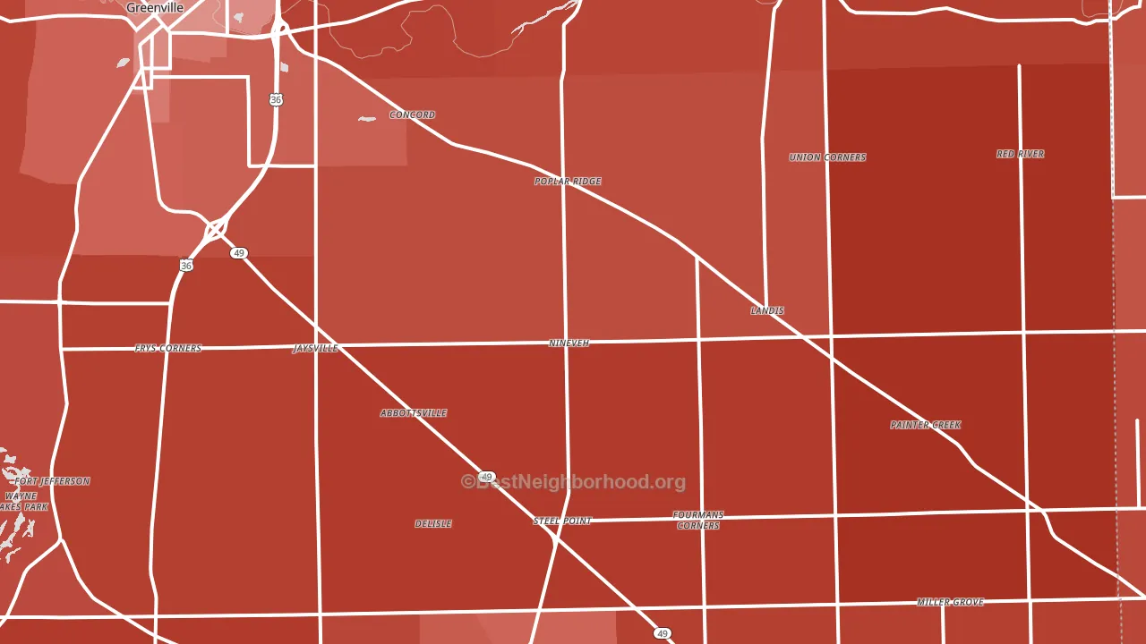 Gettysburg, OH block-group political-lean map