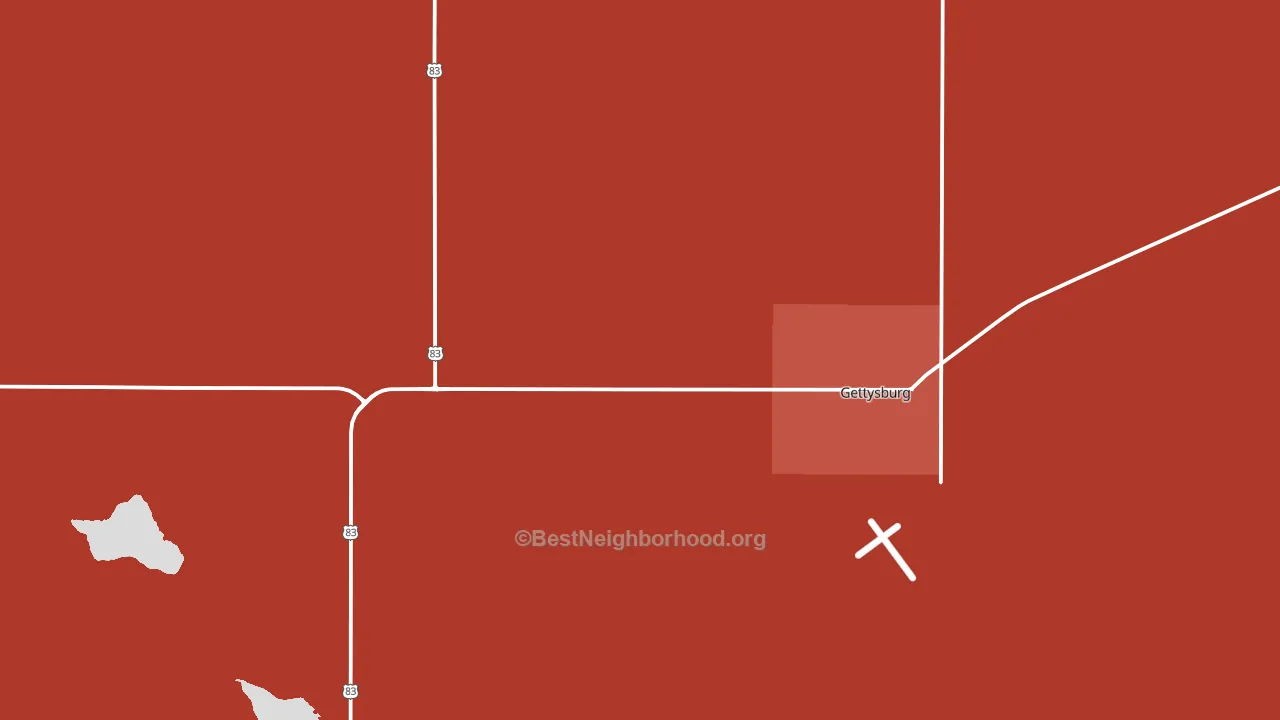 Gettysburg, SD block-group political-lean map