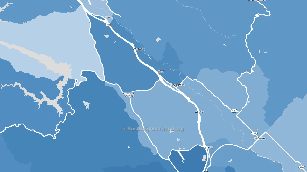 Geyserville, CA block-group political-lean map