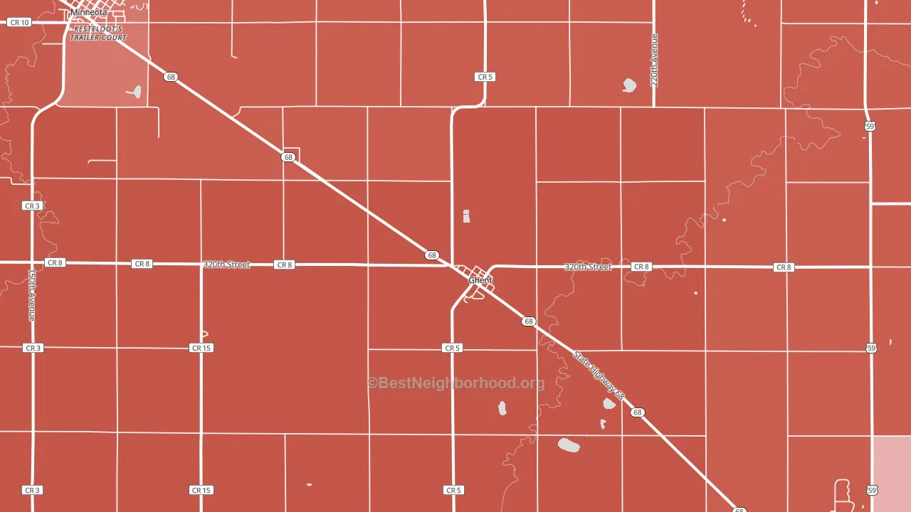 Ghent, MN block-group political-lean map
