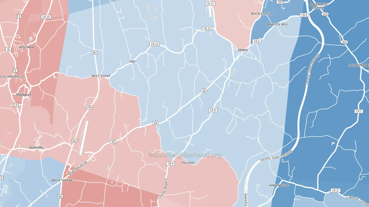 Ghent, NY block-group political-lean map
