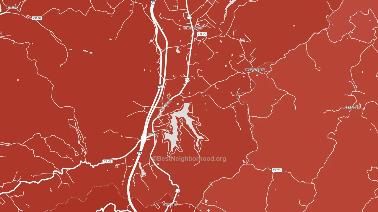 Ghent, WV block-group political-lean map