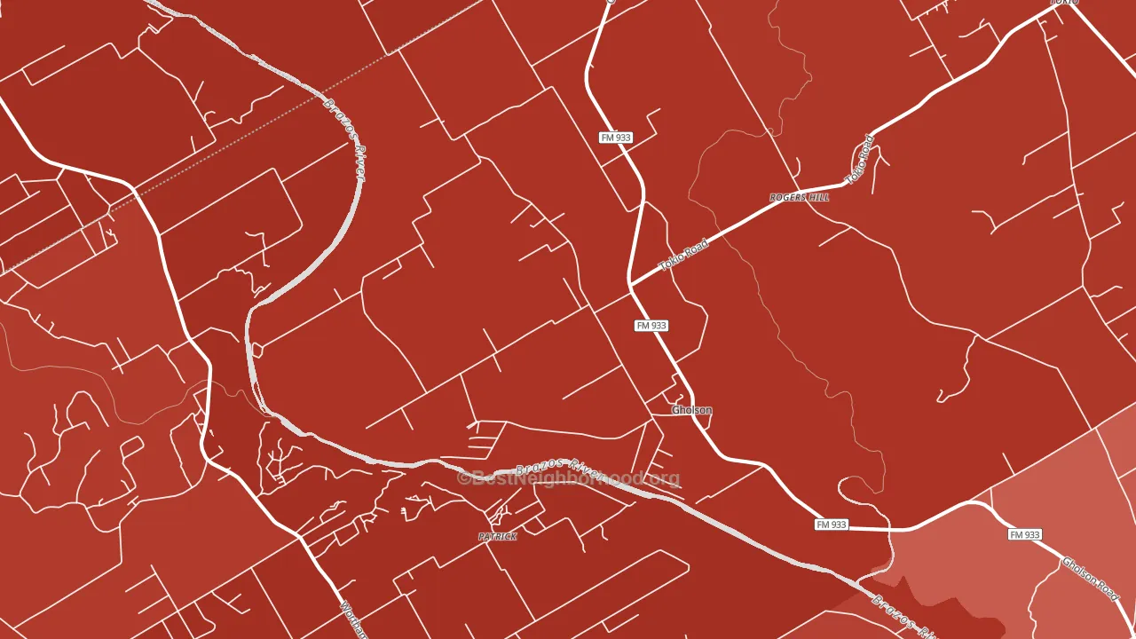 Gholson, TX block-group political-lean map
