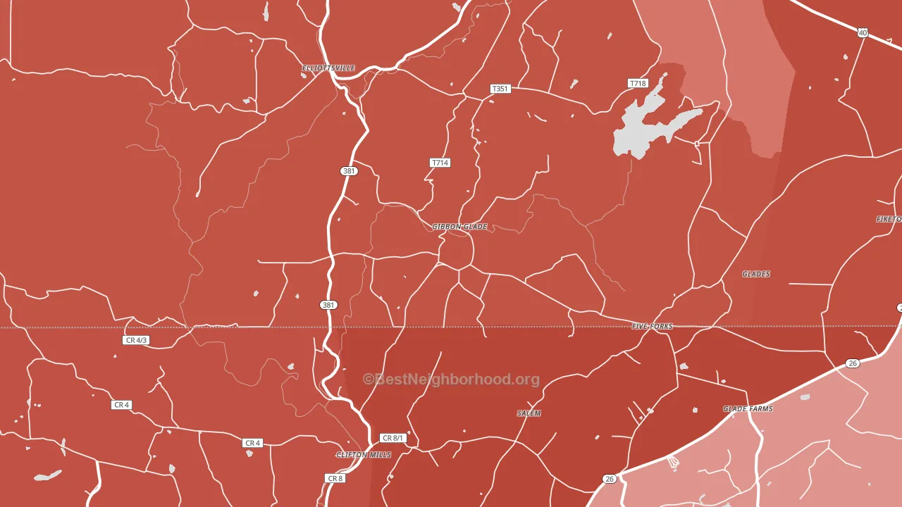 Gibbon Glade, PA block-group political-lean map
