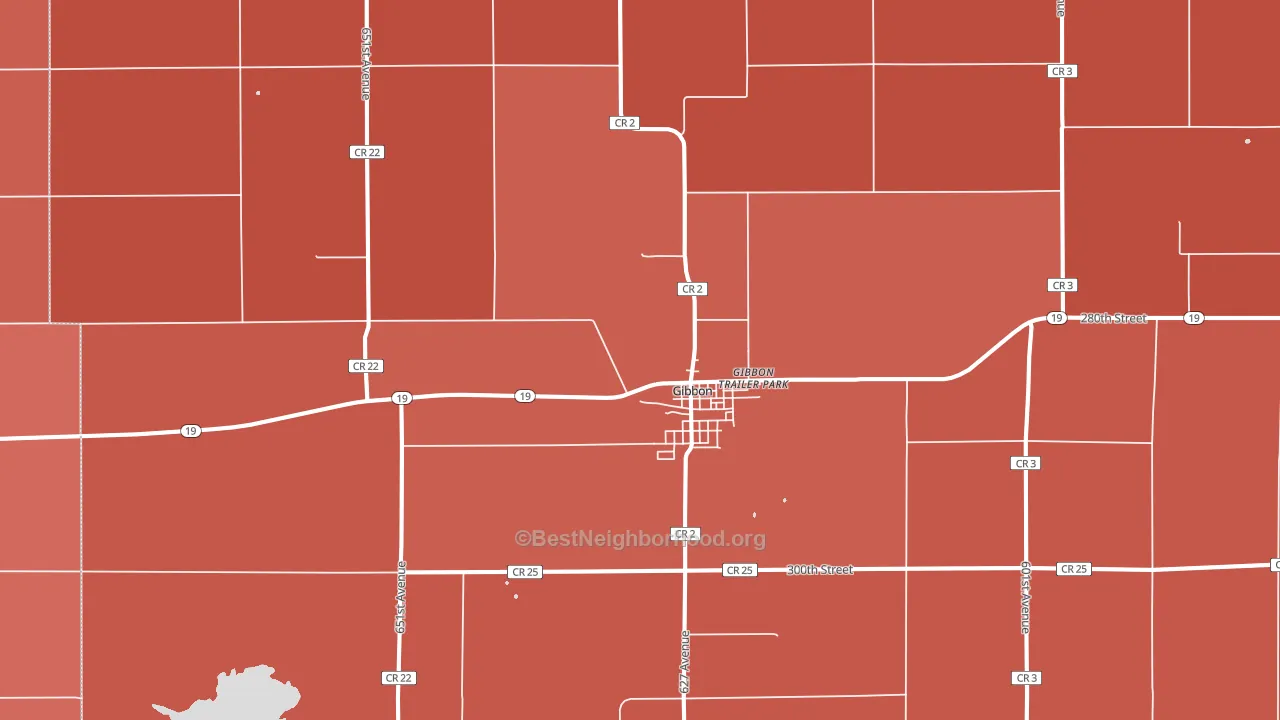 Gibbon, MN block-group political-lean map