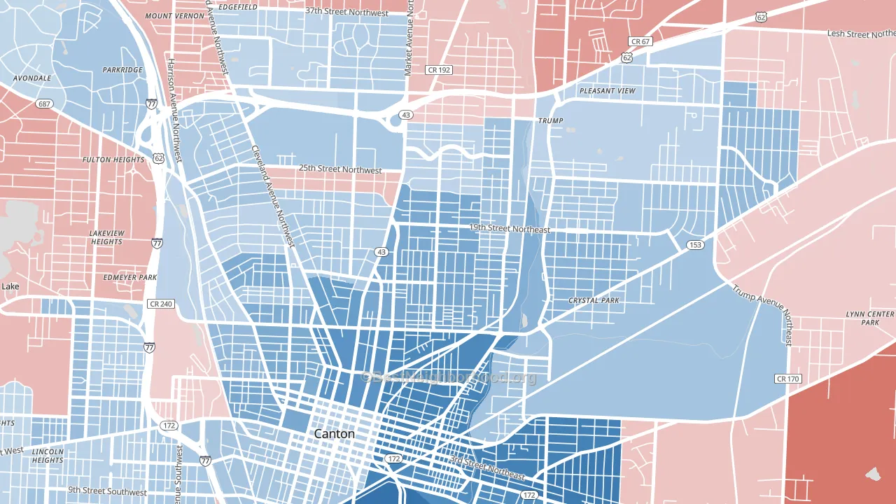 Gibbs, Canton, OH block-group political-lean map