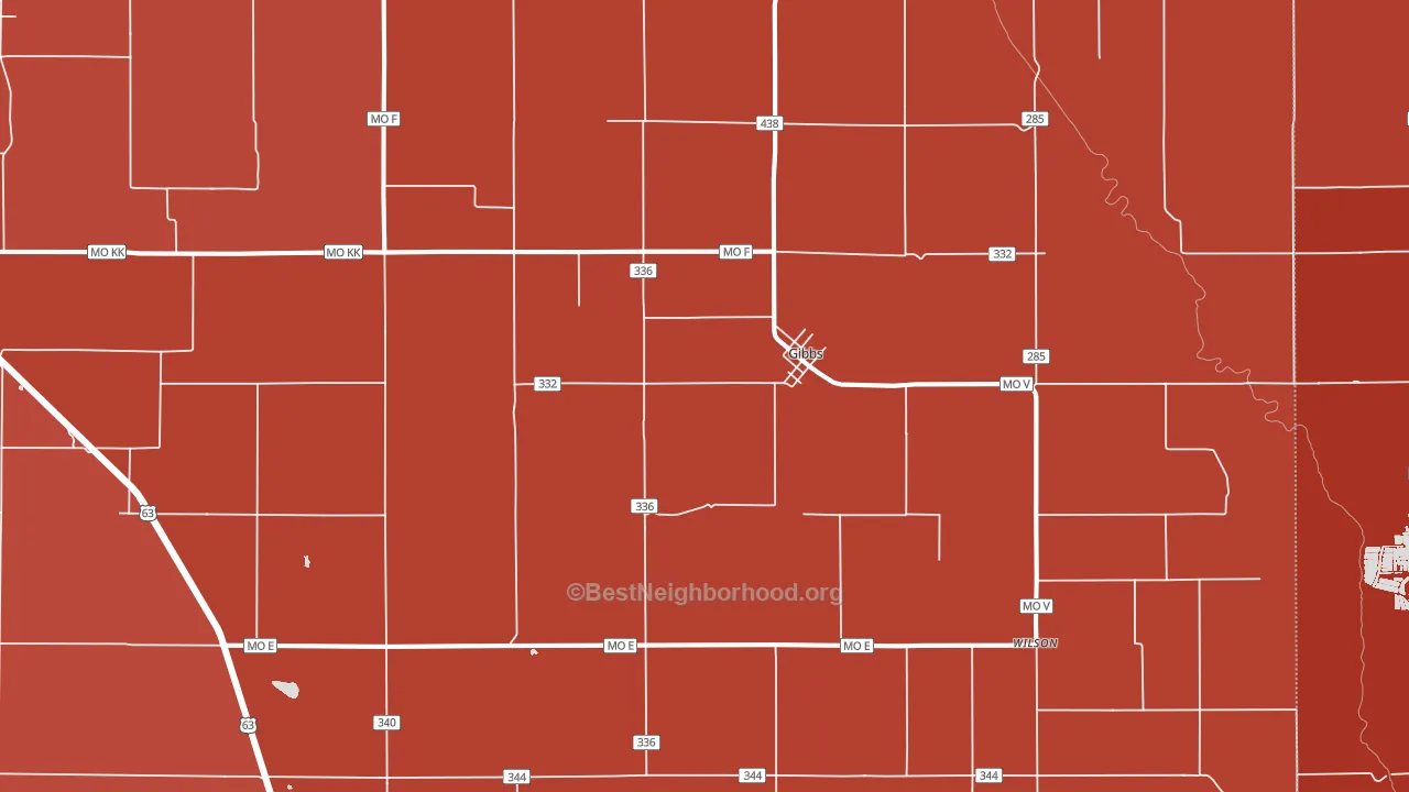 Gibbs, MO block-group political-lean map