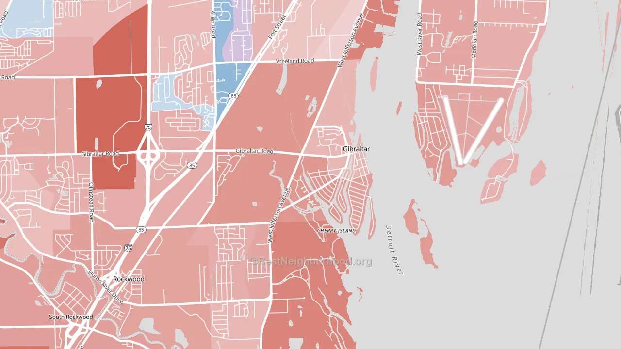 Gibraltar, MI block-group political-lean map
