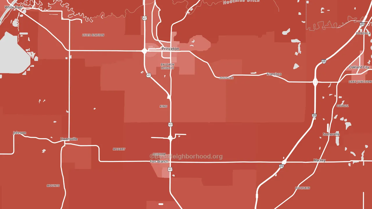 Gibson County, IN block-group political-lean map